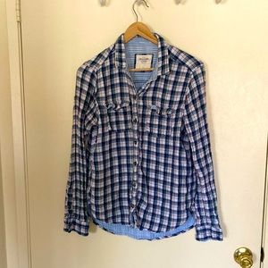 Blue Flannel Button-up Skirt Abercrombie